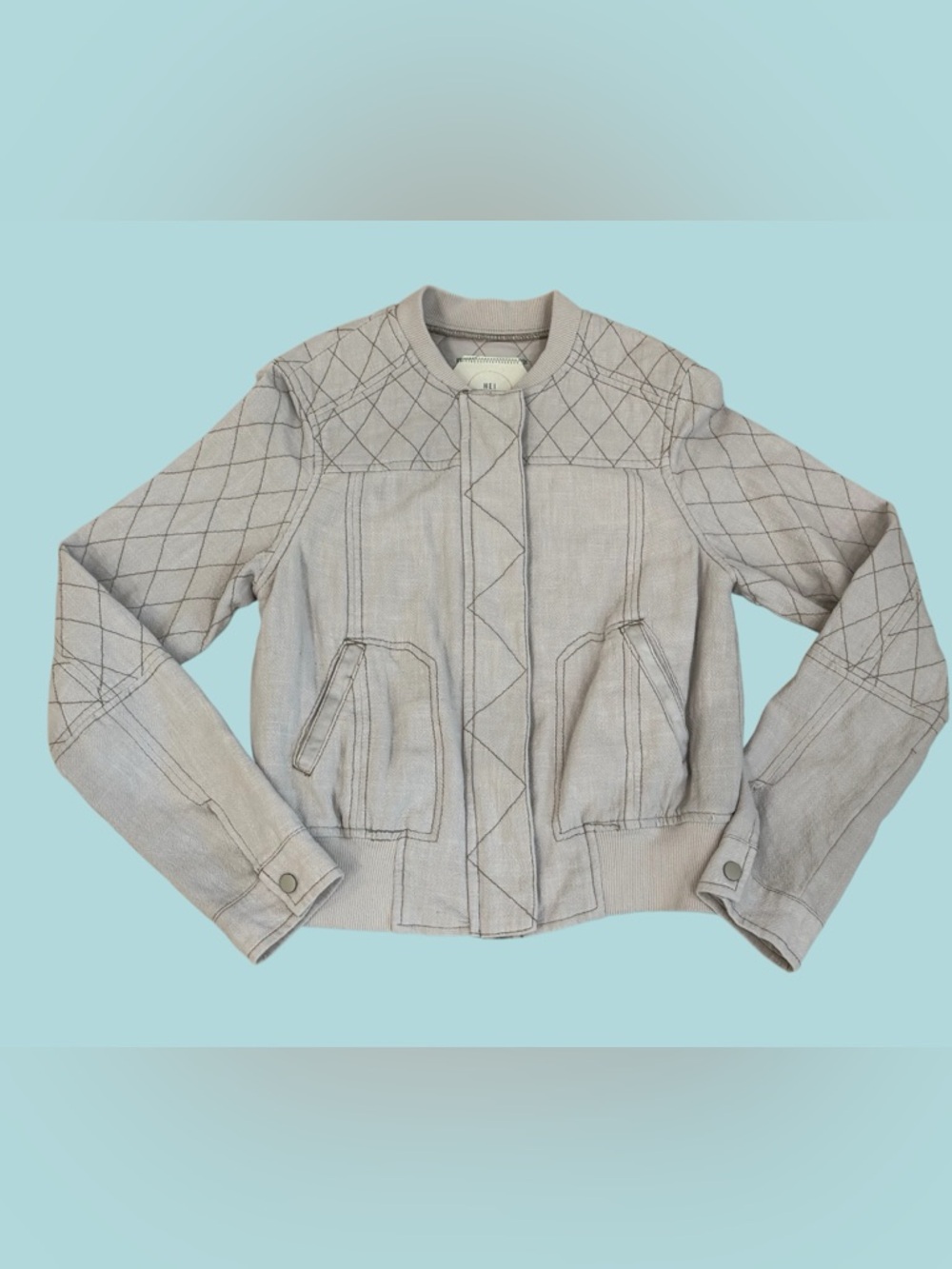 NEW Anthropologie Hei Hei Bomber Jacket XS Full Zip NWT Beige Sand